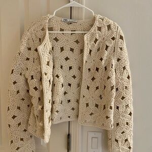 Zara knit woven cardigan